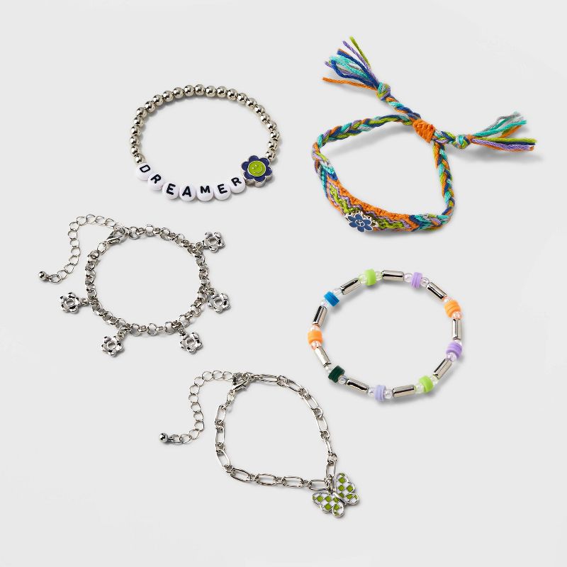 Girls&#39; 5pk Mixed Bracelet Set with &#39;Dreamer&#39; Beads - art class&#8482;, 1 of 5