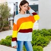 Anna-Kaci Women's Striped Knit Sweater with Bell Sleeves and Colorful Details - 4 of 4
