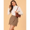 Allegra K Women's Faux Suede Tie Waisted Side Zipper A-Line Wrap Mini Short Skirt - 4 of 4