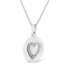 Haus of Brilliance Silver Prong-Set Diamond Accent Heart Emblemed Pendant Necklace - 4 of 4