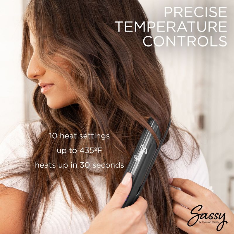 Sassy 1” Titanium Flat Iron, Adjustable Heat Hair Straightener with Ion Generator, 5 of 8