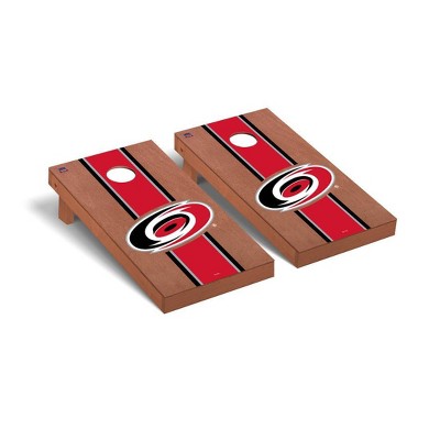 NHL Carolina Hurricanes Premium Cornhole Board Rosewood Stripe Version