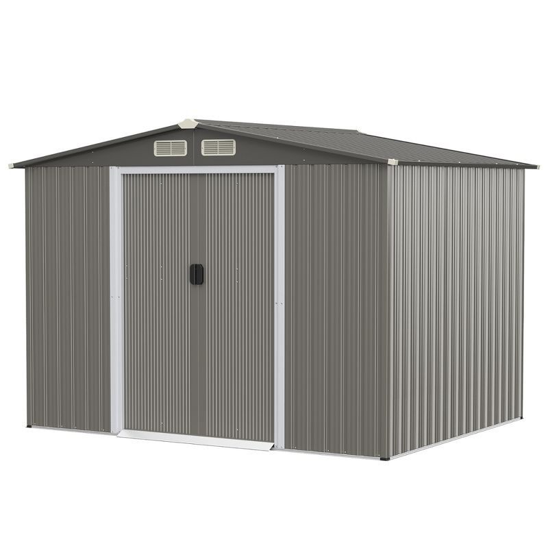 Costway 8'x6' Outdoor Storage Shed Galvanized Steel Tool House Organizer for Garden Yard, 1 of 11