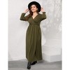 Women Plus Size 3/4 Sleeve V-Neck Ruched Dress - 3 of 4