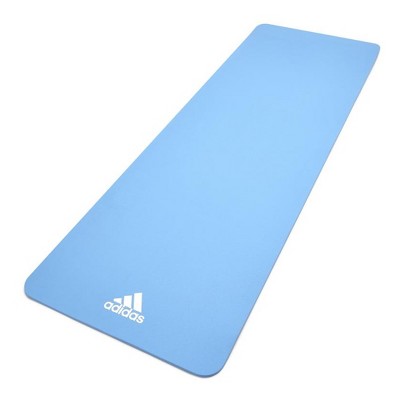 Adidas ADYG-10100GB Home Gym Universal Exercise Roll Up Non Slip Texture Fitness Pilates Workout and Yoga Mat, 8mm Thick, Glow Blue