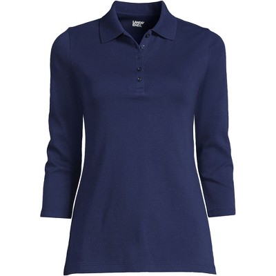 Lands' End Women's Petite 3/4 Sleeve Cotton Interlock Polo - X