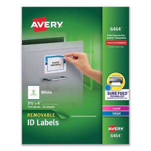 Avery Removable Multi-Use Labels, Inkjet/Laser Printers, 3.33 x 4, White, 6/Sheet, 25 Sheets/Pack - 1 of 4