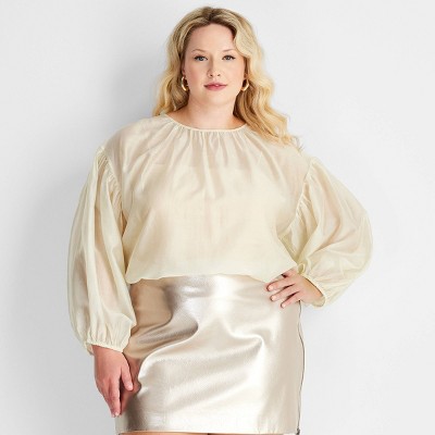 Women’s Sheer Balloon Long Sleeve Blouse – Future Collective
