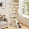 Costway 65” Tall Multi-level Cat Tree with 3 Upholstered Top Perch 2 Cat Condos Cat Basket Beige/Light Gray/Dark Gray/Pink - 4 of 4