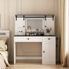 HDZNVF 43 inch Wide Dressing Table with Makeup Drawer and Hair Dryer Holder, White - 4 of 4