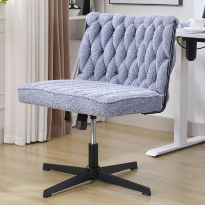 NicBex Swivel Office Desk Chair No Wheels,Adjustable Height Armless Chair for Work Study Vanity,Blue