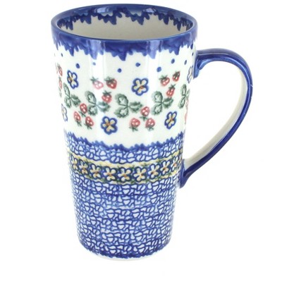 Blue Rose Polish Pottery Strawberry Garden Large Coffee Mug