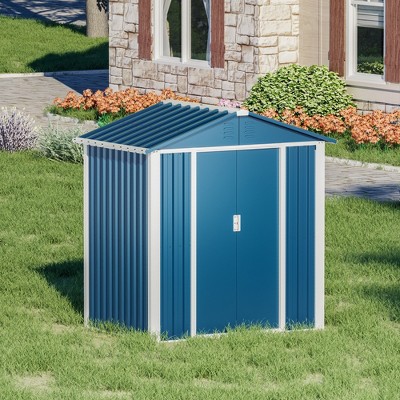 SUXXAN 5.3ft. W x 4 ft. D Galvanized Steel Storage Shed, Outdoor Metal Storage Shed with Sliding Door