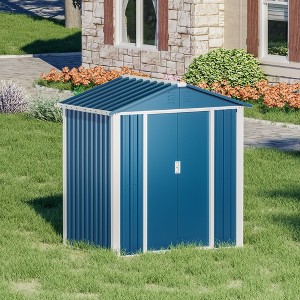 SUXXAN 5.3ft. W x 4 ft. D Galvanized Steel Storage Shed, Outdoor Metal Storage Shed with Sliding Door - 1 of 4