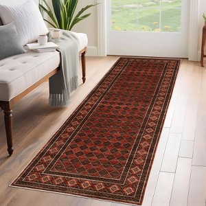 Border Geometric Area Rugs for Living Room Soft Washable Rug Low Pile Non-Slip Accent Rug for Bedroom - 1 of 4