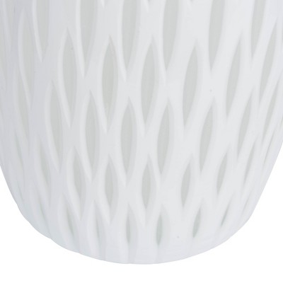 Elegant 13" White Frosted Glass Vase with Diamond Pattern