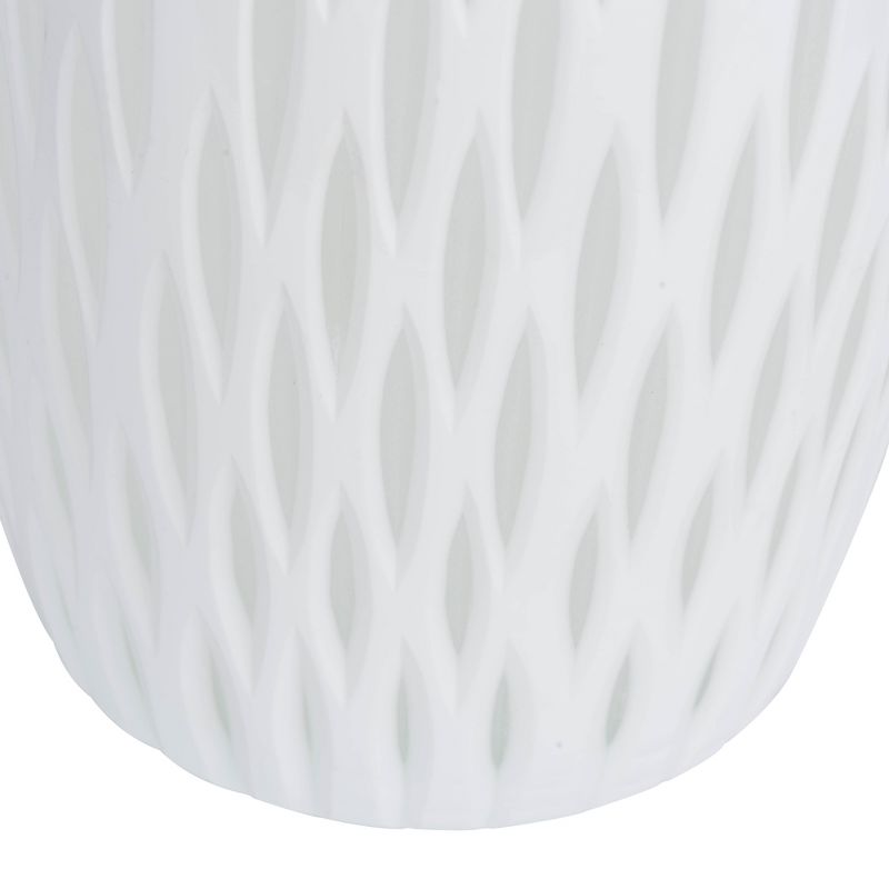 Vickerman 13" White Frosted Glass Vase. This lightly frosted vase is accented with a white diamond pattern. Pair this vase with your favorite faux, 4 of 6