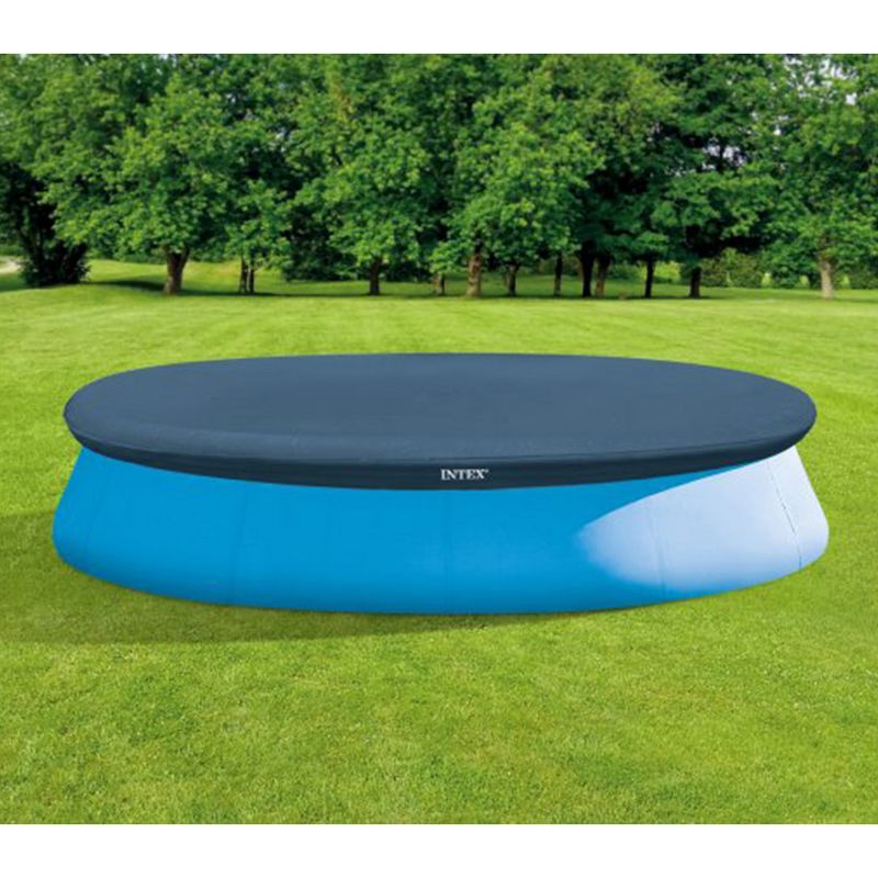 Intex 28026E UV Resistant Deluxe Debris Pool Cover for 13-Foot Intex Easy Set Above Ground Swimming Pool, Vinyl Round Cover with Drain Holes, Blue, 4 of 7