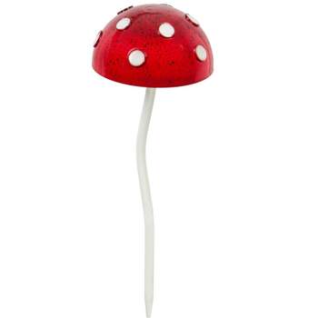 Evergreen 12.5"H Glow in the Dark Mushroom Plant Pick, Red- Fade and Weather Resistant Outdoor Decor for Homes, Yards and Gardens