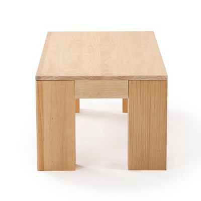 Blonde Wirebrush Solid Pine Rectangular Coffee Table, 40"