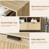 Homhougo TV Stand for 65 Inch TV, Entainment Center with Storage, Rattan TV Console with 3 Drawers and Open Shelf, Mid Century Modern TV Stand, Oak - 3 of 4