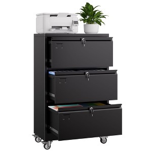 AOBABO 2 Drawer Wide File Cabinet with Wheels, Lockable Metal Filing Cabinet for Home Office, Legal/Letter Size,Required Assembled - 1 of 4