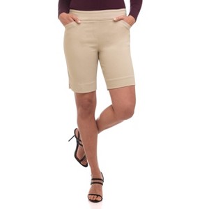 Rekucci Women's Comfort Pull-On Walking Shorts with Pockets – Classic Fit & Soft Stretch - 1 of 4
