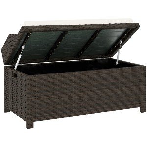 Outdoor Wicker Storage Bench with Storage & Cushion - 1 of 4
