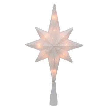 Northlight 11" Lighted Frosted Clear and Rose Gold Bethlehem Star Christmas Tree Topper - Clear Lights
