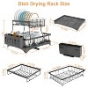 Angel Sar 2-Tier Dish Drying Rack with Drainboard, Detachable Countertop Dish Drainer Set with Utensil Holder & Cup Rack, Swivel Spout for Sink - 3 of 4
