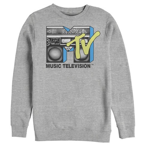 Men s Mtv Retro Stereo Logo Sweatshirt Athletic Heather Large Target