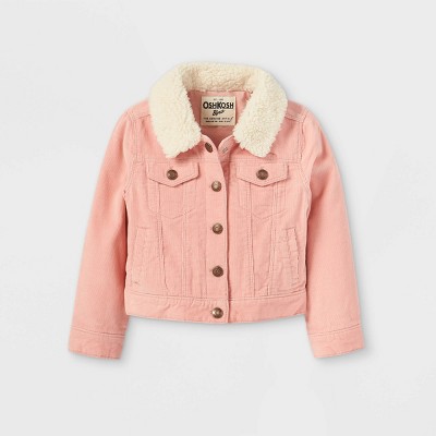 OshKosh B'gosh Toddler Girls' Corduroy Sherpa Collar Jacket - Pink 18M