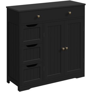 Yaheetech Wooden Bathroom Storage Cabinet Floor Cabinet with Adjustable Shelf, Black - 1 of 4