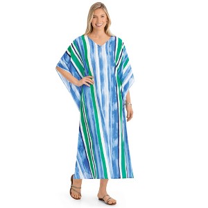 Collections Etc Vibrant Multi-Colored Striped Woven Caftan - 1 of 4