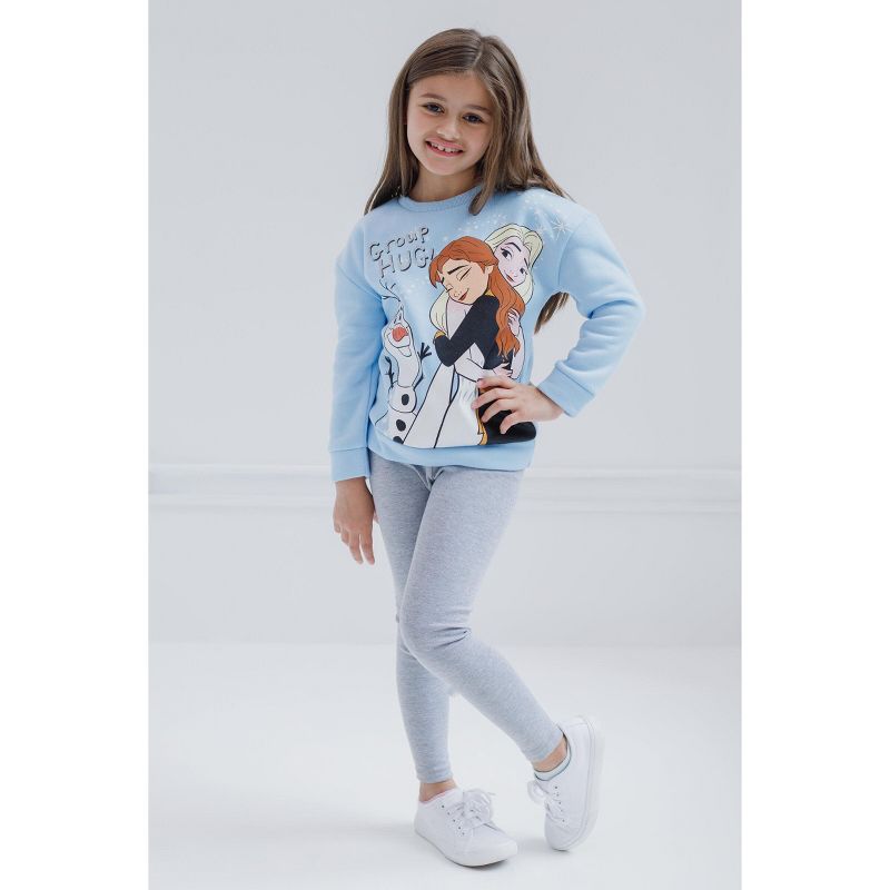 Disney Frozen Princess Anna Elsa Girls Sweatshirt and Leggings Outfit Set Toddler, 2 of 8