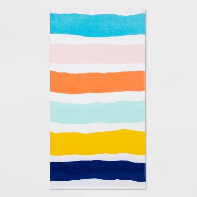 Photo 1 of  3 --------- Wavy Striped Printed Beach Towel - Sun Squad ------ NEEDS CLEANING