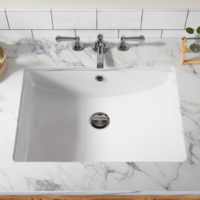 Undermount Bathroom Sink, Bathroom Vessel Sinks, Ceramic Lavatory Vanity Vessel Sink with Overflow