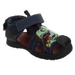 Rugged Bear Boys Mighty Dinosaur Hook and Loop Closed Toe Sport Sandals. (Toddler/Little Kids).