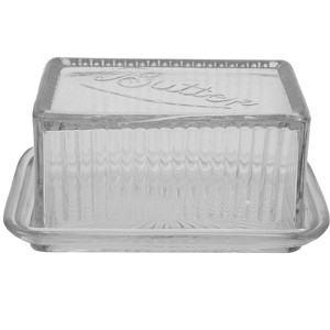 Storied Home Clear Pressed Glass Butter Dish with Lid - 1 of 2