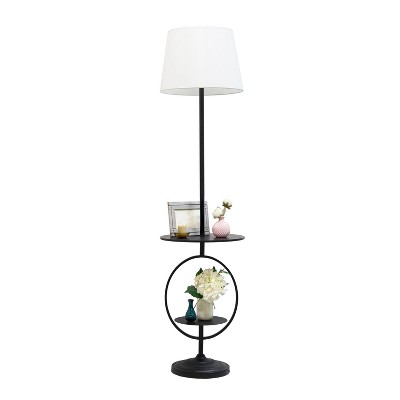 Minimalist Black Dual-Shelf Decorative Floor Lamp