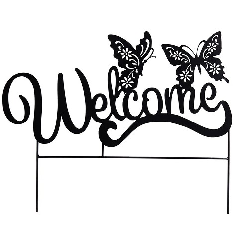 The Lakeside Collection Welcome Silhouette Garden Stake - Butterfly - image 1 of 3