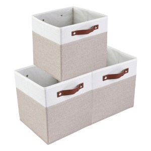 REGALWOVEN Fabric Collapsible Spacious Capacity Reinforced MDF Open Storage Bins 3 Pcs - 1 of 4