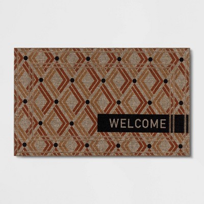 1&#39;6&#34;x2&#39;6&#34; &#39;Welcome&#39; Double Diamond Mat Tan - Apache Mills