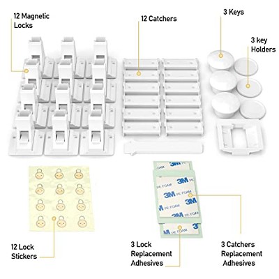 Baby Proof Me Magnetic Safety Lock Kit with 12 Locks and 3 Keys