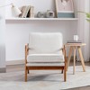 Armchair Arm Wood Frame, Curved Edges, Wooden Legs Modern Accent Upholstered Sofa Chairs for Living Room, Office, L-Shape Boucle Beige - 3 of 4
