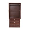Keloyid Seusar Cherry Wood 31.3 in. Armoire with 3 Drawers and Hanging Rod - 4 of 4
