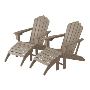 WestinTrends Highland 4-Piece Outdoor Patio HDPE Adirondack Chairs With Ottomans and Cup Holder Set - 1 of 4