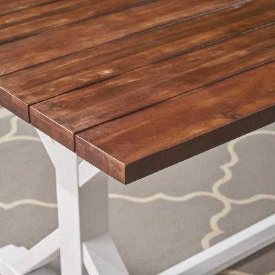 Cassia 72" Dark Brown and White Acacia Wood Dining Table