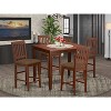 Counter Height Pub Set - 5 Piece Dining Set with Table & 4 Chairs - Modern Mahogany Finish - 2 of 4