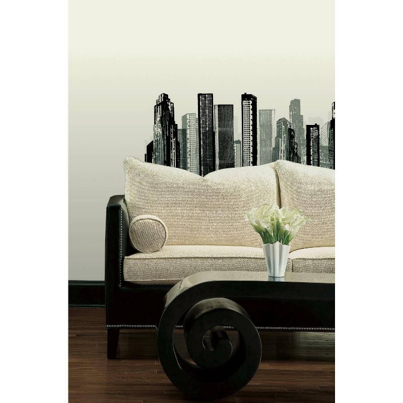 Cityscape Peel and Stick Giant Wall Decal Black - RoomMates, 6 of 8